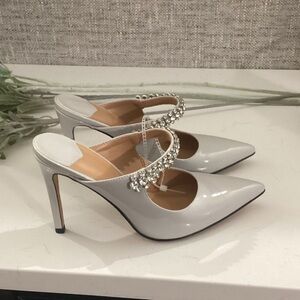Local European Gray Heels with Rhinestone Detail